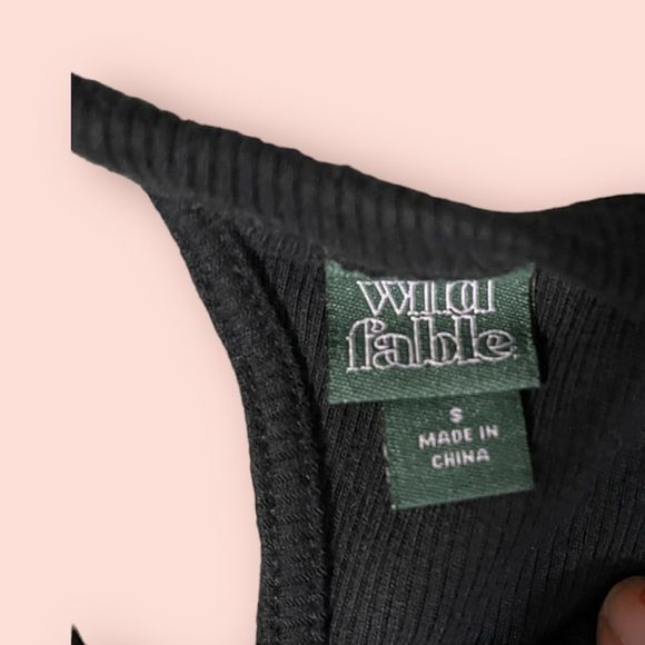 2 for $10! Wild fable black tee cropped cross back laced up sexy top - Picture 3 of 3